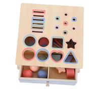 FRCOLOR Montessori Wooden Color and Shape Sorting Puzzle Busy Board for Years Educational Building Blocks with Coin Box for Fine Motor Skill Development and Cognitive Learning