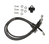 FRCOLOR Motorcycle Brake Hose Black Alloy Three Way Tee Fitting with Connector 3x55cm Hydraulic Brake Lines for ATV and Quad Bike