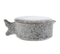 FRCOLOR Multi-Function Ceramic Ink Dish with Lid Stone Pattern Calligraphy Ink Pond and Brush Rest for Chinese Painting and Writing Practice Professional Drawing Tray for Artists