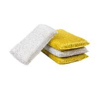 FRCOLOR Multi-Function Cleaning Sponges Set 4pcs Glitter Dish Scrubbing Sponge with Gold Silver Colors Compact Kitchen Cleaning Supplies for Household Dishwashing