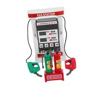 FRCOLOR Multifunctional DIY Gas Station Model with Voice Prompt and Card Swiping Realistic Self-service Double Nozzle Dual Digital Displays Educational Counting for Role Play and Early