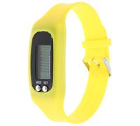FRCOLOR Multifunctional Yellow Silicone Step Counting Watch Portable Pedometer Bracelet Easy Operation No App Needed Fitness Tracker for Walking Running Outdoors