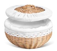 FRCOLOR Multipurpose Storage Basket Pastry Basket Wicker Decorative Practical White Khaki with Lid for Kitchen Countertop and Supermarket