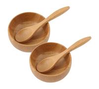 FRCOLOR Natural Bamboo Facial Mask Mixing Bowl Kit Wooden Spoon Lightweight and Skin-Friendly for Home or Travel