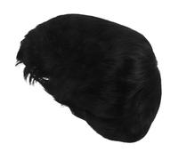 FRCOLOR Natural Black Layered Curly Pixie Cut Wig for Women Soft Synthetic Short Wig with Bangs Lightweight Comfortable Daily Wear Wedding Prom Party Hair Accessory