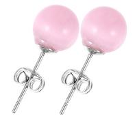 FRCOLOR Natural Crystal Earrings Round Pink Cat's Eye Stone Hypoallergenic Ear Jewelry for Women Elegant Lightweight Daily Party Wear Gift