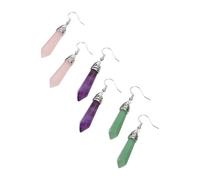 FRCOLOR Natural Crystal Hexagonal Earrings for Women 3 Pairs of Healing Crystal Dangle Ear Jewelry Decorative and Delicate Ear Pendants