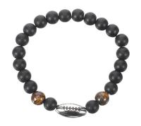 FRCOLOR Natural Stones Beaded Bracelet for Men Rugby Ball Charm Elastic Wristband Unique present for All Occasions Stylish Accessory to Enhance Personal Charm and Style