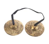 FRCOLOR Nepal Brass Finger Cymbals Pair Small Hand Cymbals Band Metal Spiritual Bells for Yoga Belly Dancing and Musical Instrument Practice