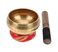 FRCOLOR Nepali Handmade Copper Buddha Sound Bowl Set 8cm Diameter with Leather Cushion and Striker for Yoga Meditation and Mindfulness Healing Random Color