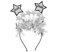FRCOLOR New Year Headdress 2026 Happy New Year Headband Tiara Merry Christmas Crown Hair Hoop Headpiece, Silver