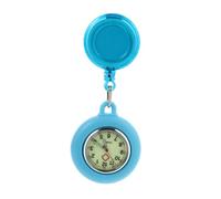 FRCOLOR Nurse Luminous Pocket Watch Retractable Clip-on Silicone Chest Watch Light Blue Quartz Medical Hanging for Doctors and Students