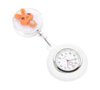 FRCOLOR Nursing Pocket Watch with Adorable Rabbit Design, Easy to Wear and Convenient to Retract, Made of Silicone and Alloy, for Work in The Hospital