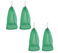 FRCOLOR Nylon Fishing Net Bag Easy to Clean Large Capacity 4pcs with Drawstring Closure and Prevents Fish from Escaping, Portable Green Fish Catching Net for Diving and Outdoor Use