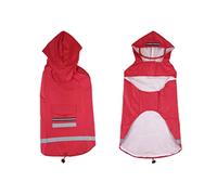 FRCOLOR Outdoor Waterproof Dog Raincoat Reflective Medium Large PET Slicker Crimson Coat for Golden Retriever Complete Head Protection Comfortable Fit