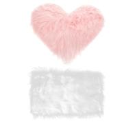 FRCOLOR Pack of 2 Nail Art Props Background Fabric Shaggy Fur Stains Craft Fabric Faux Fur Nail Mat Nail Display Background Fluffy Carpet Nail Accessories Heart Carpet Acrylic