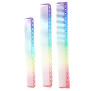 FRCOLOR Pack of 3 Rainbow Hair Comb Salon Hair Comb Carbon Fine Cutting Comb Combs Hair Brush Colourful Comb Fine Tooth Comb Mini Scissors Graduated Comb Rainbow Comb Travel Kit Plastic