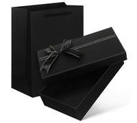 FRCOLOR Paper Box and Spacious Interior Large Black with Ribbon Bow Versatile Use with Bag Included, for Birthday and Occasion Present Packaging