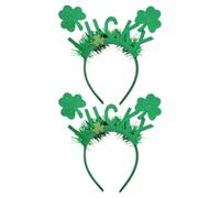 FRCOLOR Patrick's Day Headband Women 2pcs Shamrock Hair Accessories Satin Headband for Festival Irish Festival Headwear Party Costumes