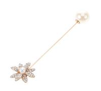 FRCOLOR Pearl Brooch Pin with Rhinestones Vintage Elegant Suit Lapel Pin for Women, Anti-Slip Design, Perfect for Weddings, Business Meetings & Parties Dinners Jewelry Accessory