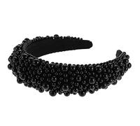 FRCOLOR Pearl Hairband Black Beaded Headband Lightweight Comfortable Elegant Hair Accessory for Women Daily Wear Parties and Special Occasions