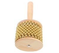 FRCOLOR Percussion Creativity Cabasa with Wooden Handle Instrument and African Metal Beads Booster Traditional Latin Shaker Musical, for Professional Jazz and Outdoor Events