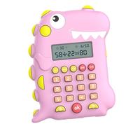 FRCOLOR Pink Dinosaur Calculator Educational for Early Learning Math Game Machine with Addition Subtraction Multiplication Division and Timing Function for Elementary Students