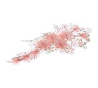 FRCOLOR Pink Embroidered Flower Iron on Applique Patch for Garments and Clothes, Creative Cloth Craft Making and Repairing Accessory, for DIY and Daily Life Decoration