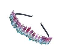 FRCOLOR Pink Green Hairband Crystal Crown Headband for Women Crystal Hair Band Wedding Hair Accessories Bride Headband Festival Headwear