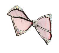 FRCOLOR Pink Hair Bow Clip with Crystal Rhinestones, Decorative Shoe Clips Decors for Flats, Creative Bow Shaped Hair Barrette Applique in Red Alloy and Birthday Party