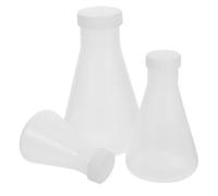 FRCOLOR Plastic Laboratory Conical Flask Set 3Pcs 100/250/500Ml with Secure Lids for Science Labs and Educational Use