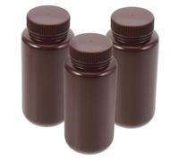 FRCOLOR Plastic Medicine Bottles Sample Storage Containers 3pcs 500ml Refillable Dark Color Bottles with Lids for Laboratory Chemical Reagent and Sample Storage