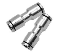 FRCOLOR Pneumatic Push to Connect Fittings Air Hose Quick Connector Fitting 2pcs 1/4 Inch Nickel Plated Brass Material with Good Connection Effect for Air Systems