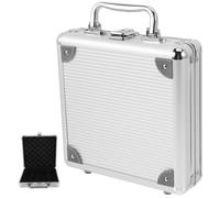 FRCOLOR Poker Chip Case Alloy Poker Chip Carrier for Travel Large Capacity Metal Storage Box with Handle 100pcs for Texas Hold'em and Blackjack