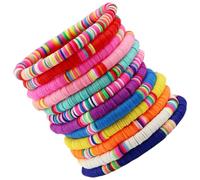 FRCOLOR Polymer Clay Stretch Bracelets Lightweight Wrist Decoration 12pcs Elastic Design with 6mm Colorful round Beads Random Color for Women and Girls for Valentine and Engagement