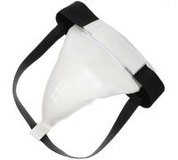 FRCOLOR portable crotch protector integrated groin guard for 110-149 cm competitive sports breathable PU ABS engineering plastic sponge white 8.66 x 6.69 x 0.39in