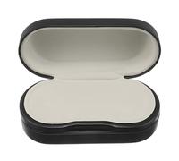 FRCOLOR Portable Hard Shell Eyeglasses Case with Dual Compartments, Large Black Sunglasses Storage Box, Protective Pu Glasses Holder for Travel and Daily Use