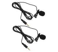 FRCOLOR Portable Lapel Microphone Clip on Mic Lightweight Aps and Copper Material 2pcs with 4-pole 3.5mm Plug Black for Phones and Laptops for Live Broadcasts and Interviews