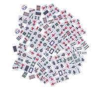 FRCOLOR Portable Mini Mahjong Set Pink Tiles with Large Storage Bag Travel Friendly Traditional Chinese Table Game for Outdoor Party Home Camping Family Friends Entertainment
