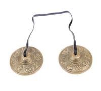 FRCOLOR Portable Percussion Instrument Brass Producing High-pitched Tone Tibetan Tingsha Cymbals Bell with Storage Bag for Meditation and Yoga Practices