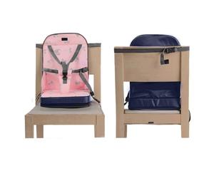 FRCOLOR Portable Pink Booster Seat for Dining Chairs with Quick Release, Adjustable Folding Design, Made of Sturdy Fiber Cloth and Nylon, for Mealtime at Home the Go