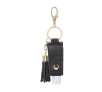 FRCOLOR Portable Refillable Perfume Bottle with PU Cover and Tassel Keychain Leakproof Travel Container for Cosmetics Essential Oils Hand Gel Lotion Plastic and Metal Design Black