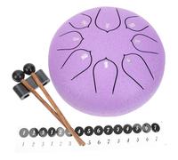 FRCOLOR Portable Steel Tongue Drum with Notes Crisp Sound Percussion Instrument for Meditation Yoga Music Education and Relaxation Lavender Color Lotus Pattern Design