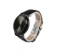 FRCOLOR Portable Touch Screen LED Watch with PU Band Black Color Energy Saving Function Stylish Design for Everyday Use Sports and Casual Wrist Watch for Men