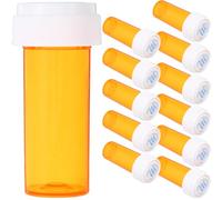 FRCOLOR Portable Transparent Small Medicine Bottle Carrier Compact Pill Organizer with Child-Resistant Cap for Travel and Daily Medication Storage