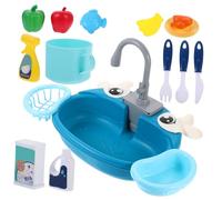 FRCOLOR Pretend Play Kitchen Sink with Running Water for Safe Plastic Role Play Dishwashing Water Circulation System Educational Develop Cognitive and Social Skills Random Color