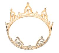 FRCOLOR Princess Crown for Bride Elegant Rhinestone round Dazzling Headpiece Wedding Hair Accessory Women Queen Tiara Shiny Masquerade Party