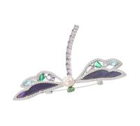 FRCOLOR Purple Crystal Dragonfly Brooch Pin with Rhinestone Sparkle Elegant Animal Lapel Badge for Women Suits Sweaters Cardigans Stylish Clothes Accessory for Professional and Social