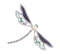 FRCOLOR Purple Dragonfly Brooch Pin with Crystal Rhinestones Elegant Animal Lapel Badge for Women Professional Suits and Cardigans Stylish Clothing Accessory for Meetings and Social Events
