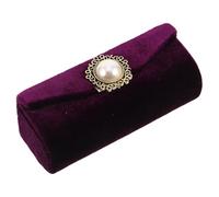 FRCOLOR Purple Lipstick Case with Mirror Lightweight Fabric Lipstick Holder Compact Stylish Organizer for Travel Purse Easy to Carry Elegant Design 2.3x8.6cm